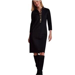 J. McLaughlin Black Brown Leather Collar Falcon Dress Sz XS